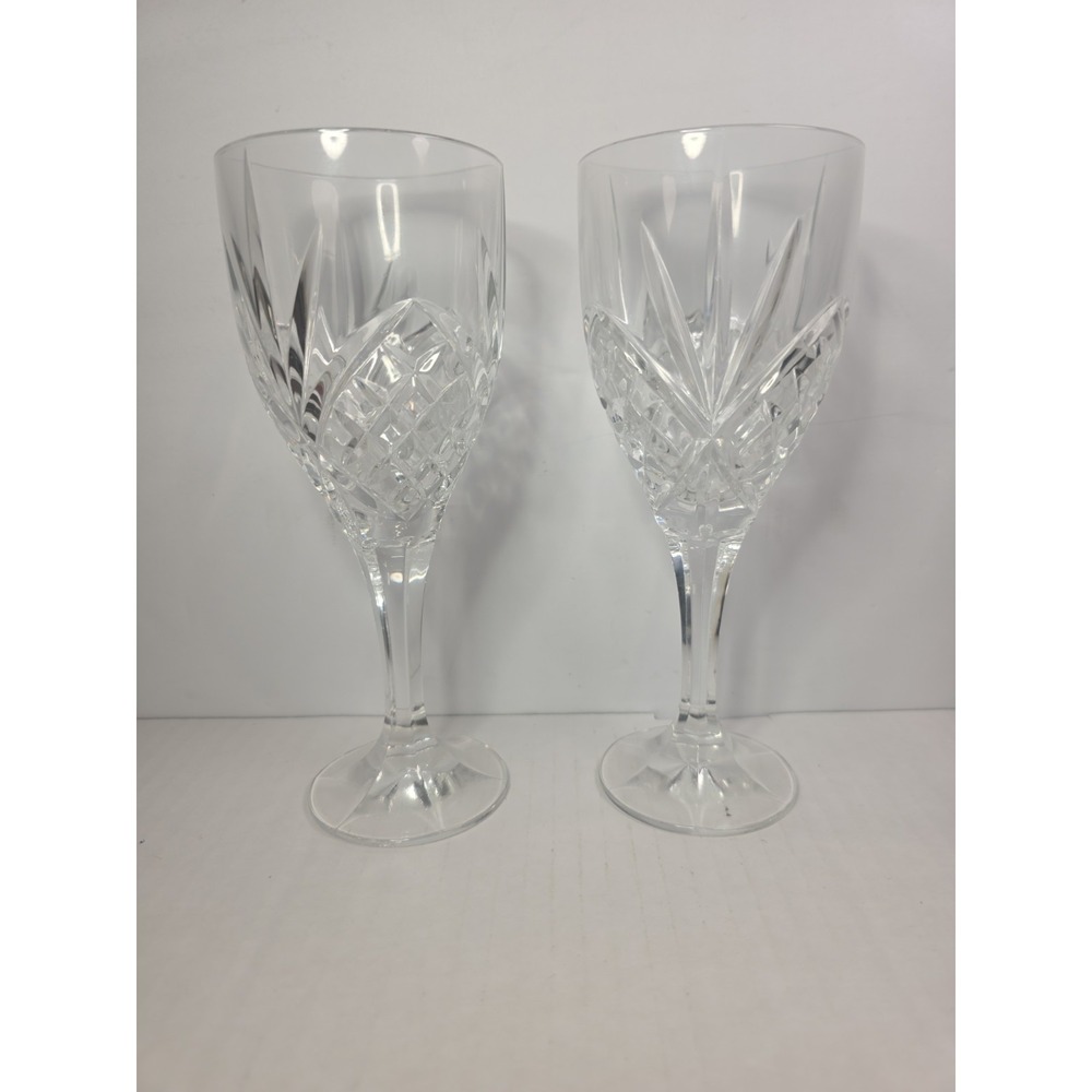 2 Godinger Dublin Shannon Collection Crystal Water Goblet /Wine Glasses 10oz. 8"
